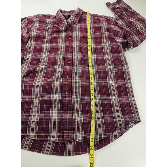 GH bass maroon plaid light flannel button up large L EUC ^* - Picture 7 of 7